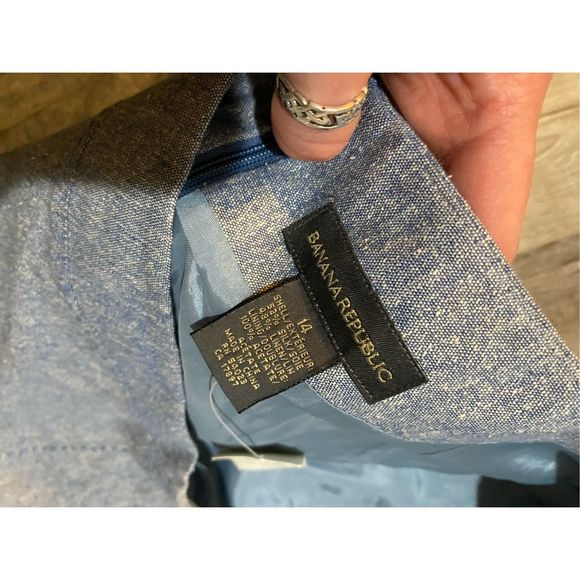 Banana Republic NWT Silk/Linen Blend Blue Textured Pencil Skirt, Sz 14, MSRP $88 - Picture 10 of 11